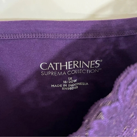 Catherines Purple Suprema Collection Cami Tank Top 1X Adjustable Strap Lace Trim - Picture 5 of 5